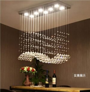 New Modern simple crystal dining room chandelier lighting rectangular bar aisle porch hanging wire lighting 1