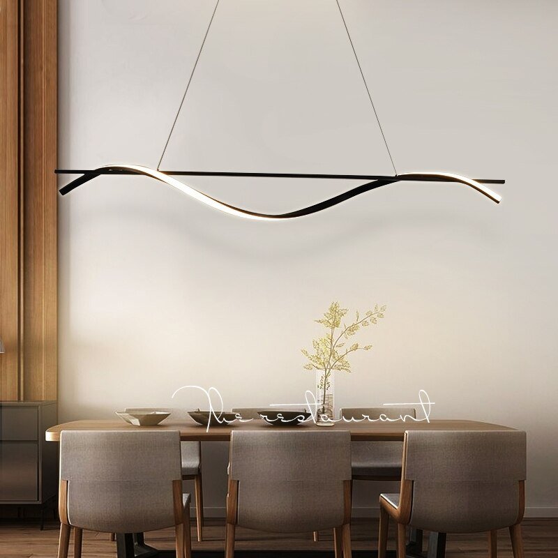 Minimalist Office Lamp Dining Room Pendant Lights Modern Chandelier For Kitchen Long Table Black Indoor Smart Fixtures 2