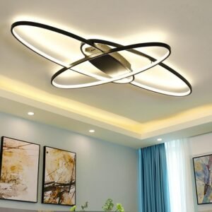 Modern Aluminum Double rings Ceiling light White/Black led dining  bedroom light fixtuers Remote dimming ceiling lamp fixtures 1