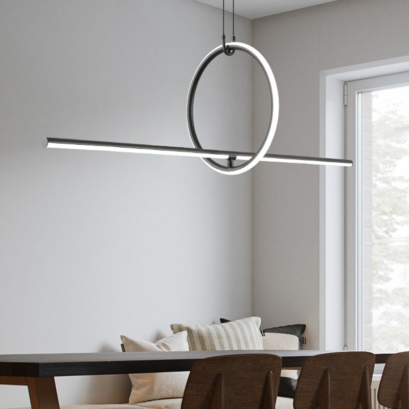 Modern LED Geometric Pattern Pendant Lights For Living Dining Room Home Decor Strip Hanging lamp Indoor lighting fixture 1