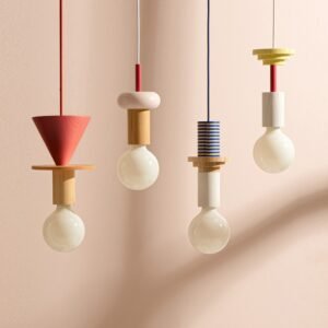 Nordic Modern Pendant Lamp for Children's Bedroom Kitchen Hotel Geometry Art Deco Wood LED Hanglamp Replica Lighting Appliance 1