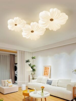 Full Spectrum Petal Living Room Ceiling Light Cream Wind Eye Protection Cloud Bedroom Restaurant Ceiling lamp 1