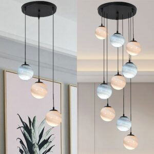 Nordic Planet Glass Lampshade Pendant Light  Led Chandeliers    Creative Single head/Multi head Chandelier kitchen Living Room 1