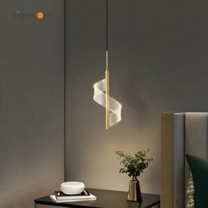Modern light luxury copper minimalist small pendant light bedroom bedside atmosphere pendant lamp 1