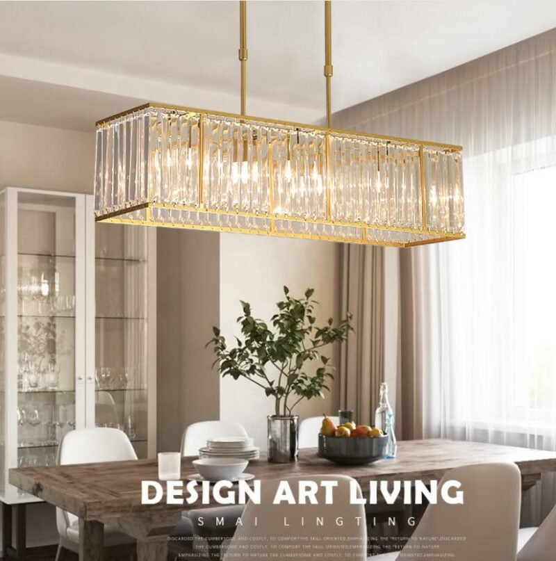 Modern  Luxury Square Pendant Lighting  Crystal Light Black Gold Living Room Bedroom Dining Study Room Hanging Lamp Decor Light 5