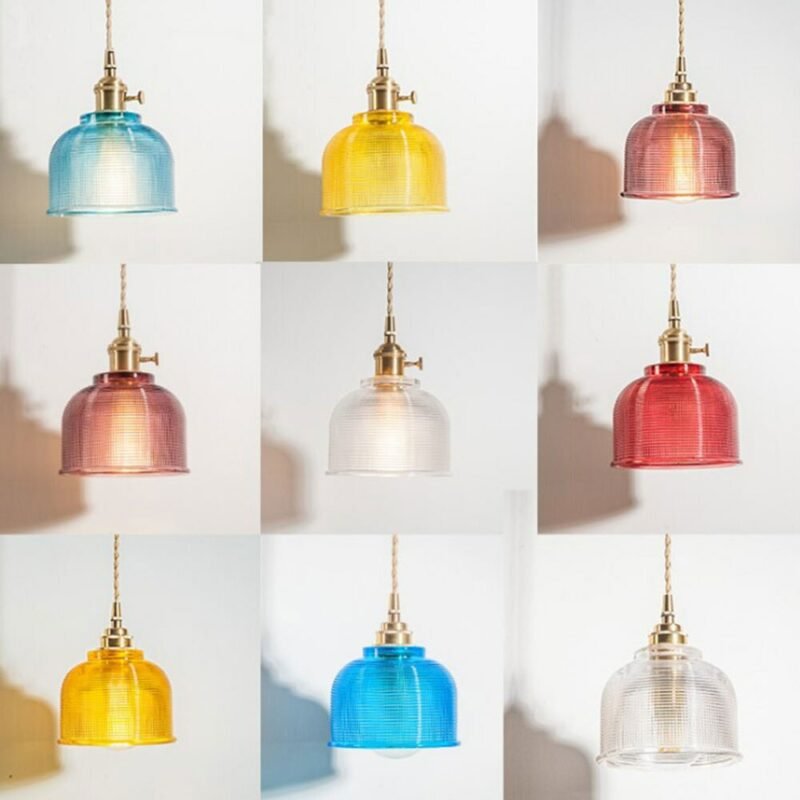 Glass Pendant Light Nordic Pendant Lamp Copper Lamp Brass Creative Minimalist E27 Transparent Lampshade For Restaurant Light 6