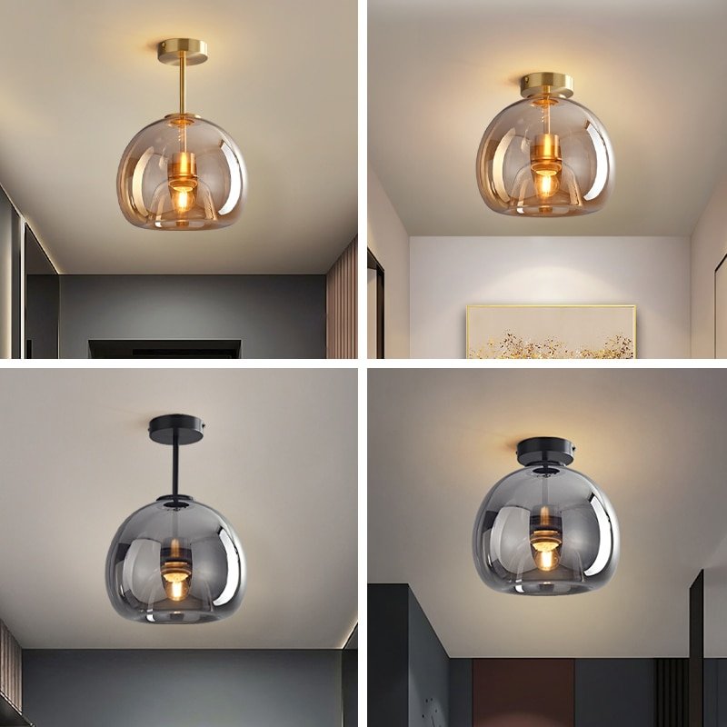 Modern Ceiling Lighting Minimalist Nordic texture LED Glass Ceiling Lamp aisle Corridor Lamp Creative Living Room Lights E27 4