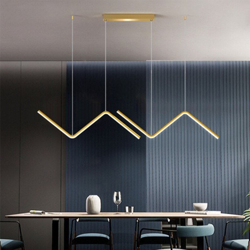 LED Wave Pendant Lights Modern Dining Living Room Bedroom Bar Lamp Black Golden Art Chandelier Nordic Home Decor Light Fixture 3