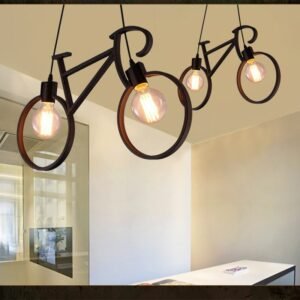 Vintage Industrial Style Wrought Iron Bicycle Shape Chandelier E27 Bulb Home Lighting Fixture Party Led lamp Home decoration 1