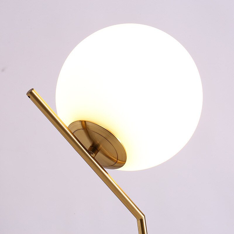 Modern Iron Industrial Glass Ball Table Lamps Golden Pillar Desk Lamp LED E27 Light For Bedroom Living Room Dining Bedroom 5