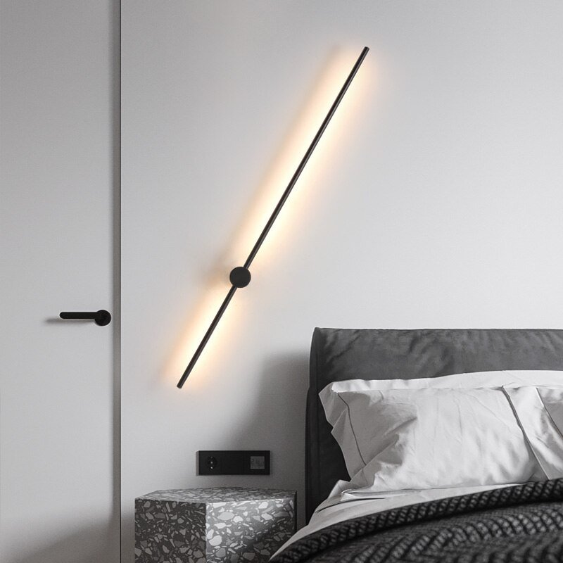 Black Modern Led Wall Lamps Bedroom Bedside Sofa Background Reading Light Minimalist Home Decor Atmosphere Interior Wall Sconces 3