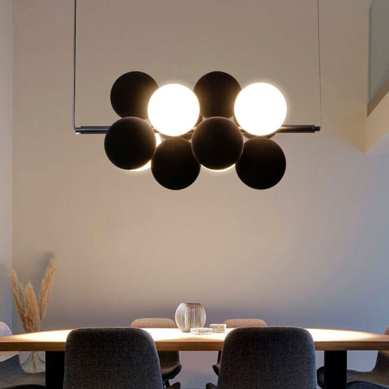 Wabi-sabi Nordic Glass Ball Chandelier for Dining Living Room Bedroom Kitchen Pendant Lamp Home Decor Design Aesthetic Fixture 1