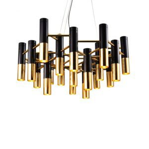 Black Gold Metal Rod tube LED Chandelier living room decoration hanging light American style Creative  lighting fixture 1