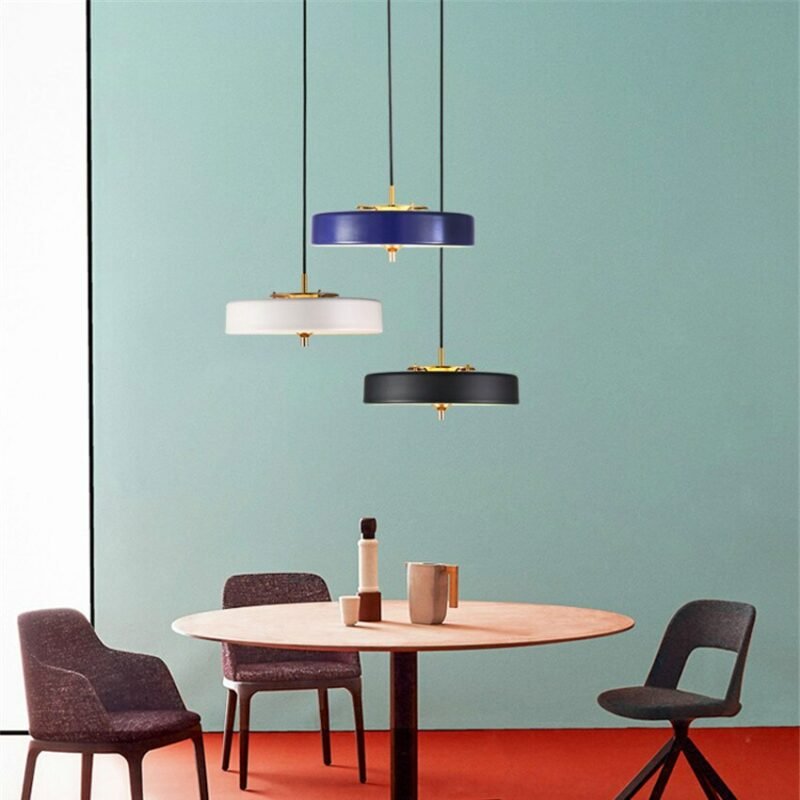Nordic Revolve Pendant Lamp blue LED lustre metal Personality Restaurant Bar Modern circle led lamp cafe bedroom pendant lights 4