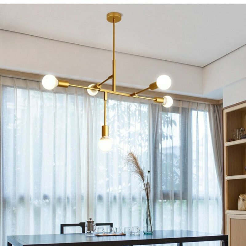 Postmodern gold chandelier wrought iron lighting 5 heads Cliff Suspension creative industrial luminaires kitchen e27 chandelier 5