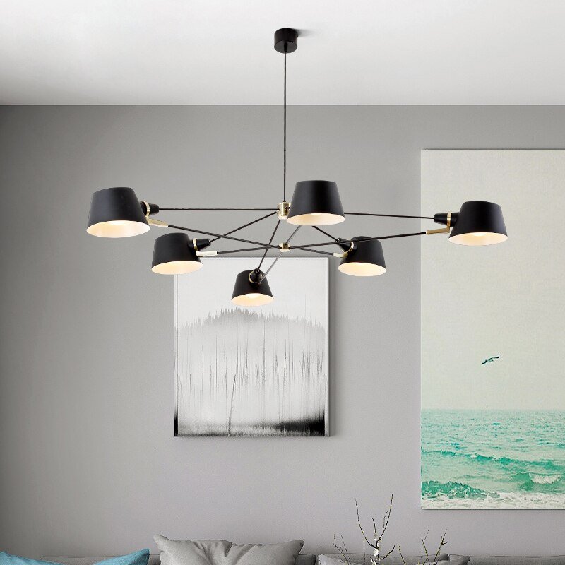 Modern Led Chandelier Lighting Living Room Designer Metal Hanging Light Fixture Black Suspension Lamps for Dinning Room Bedroom 2