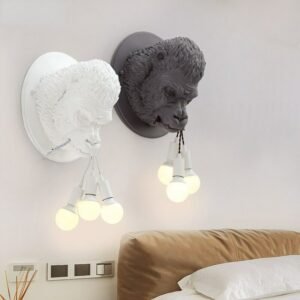Nordic Designer Resin Gorilla Wall Lamp for Bedroom Bedside Aisel Creative Simple LED Industrial Home Decor Lighting Appliance 1