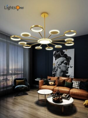 Nordic postmodern minimalist golden living room chandelier light luxury creative restaurant molecular lamps 1