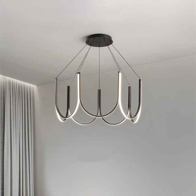 LED Pendant Modern Lights Minimalist U Shape Chandeliers Restaurant Bedroom Light Luxury Home Decor Hanging Lamp 6
