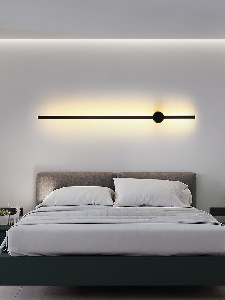 Minimalist long strip wall lamp bedroom bedside lamp modern minimalist living room hotel wall light 5