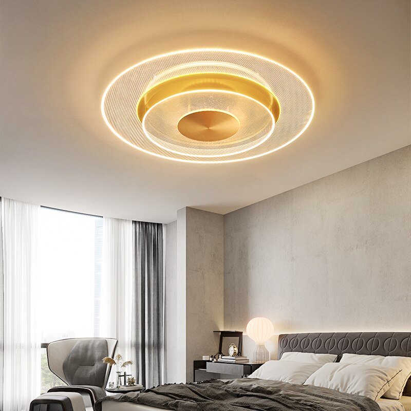 Gold Modern LED Ceiling Light for Room Decoration Bedroom Kitchen Bar Lamp Acrylic Flying Saucer Lighting Applicance Chandelier 4