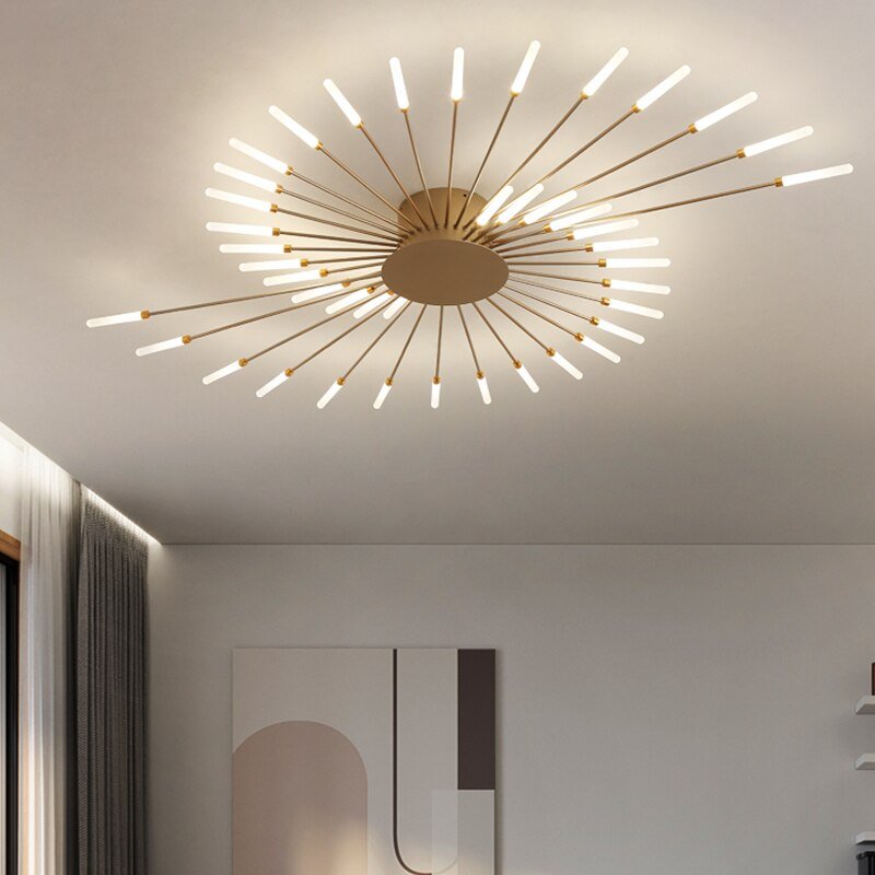 Nordic Gold Chandelier LED Ceiling Lights For Studyroom Bedroom Dining Room Foyer Kitchen Villa Apartment Indoor Home Lighting 2