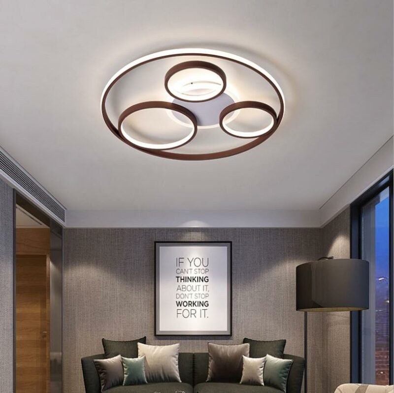 New Ultra thin round led  Ceiling Light for Living Room bedroom living room study acrylic brown ceiling lamp 4