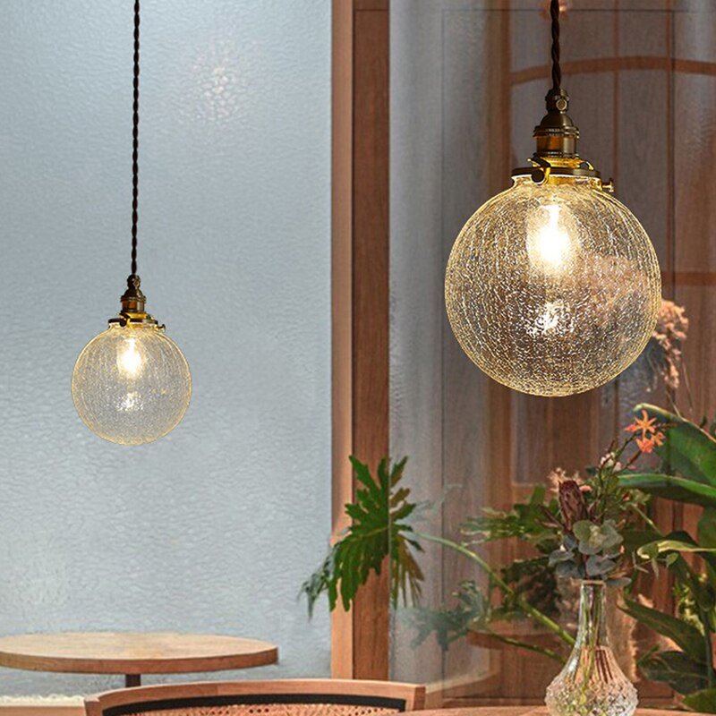 Glass Pendant Light Nordic Dining room Retro Pendant Lamp Creative Minimalist E27 Transparent Lampshade For Restaurant Light 3