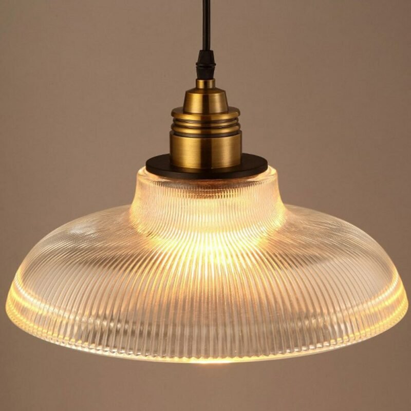 American vintage Stripe pot cover glass pendant lights Creative living room Lamp Simple Restaurant Bar lamp LED E27 light 3