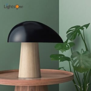 Nordic creative wood grain mushroom table light post modern hotel study bedroom art table lamp 1