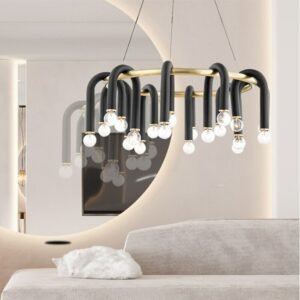Creative U-shaped tube chandelier living room black gold italian design lamp ost modern minimalist bar coffee Whit 20 Chandelier 1