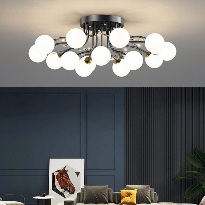 Modern Living Room Led Ceiling Chandelier Iron Gold Black For Bedroom Loft Pendant Home Decor Indoor Lighting Lusters Luminaire 2
