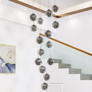 Modern Luxury Glass Staircase Chandeliers Lighting For Villa Loft Home Hotel Modern Loft Led Glass Staircase Pendent Lights 1