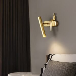 All copper bedside wall lamp bedroom designer creative art character rotating living room background wall light 1