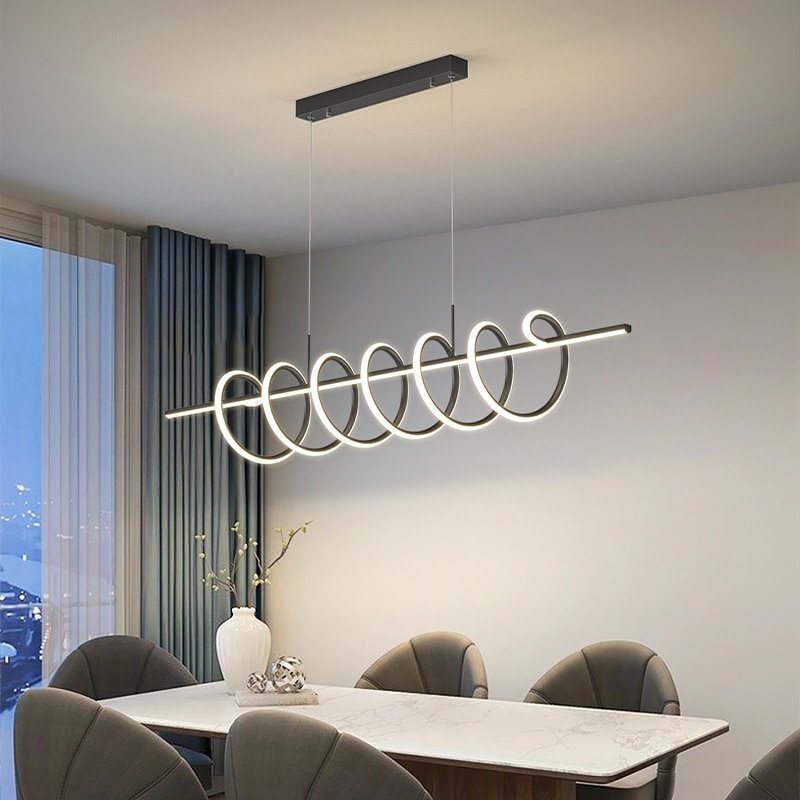 Modern Chandeliers Home Spiral Pendant Light Villa Living Dining Room LED Ceiling Chandelier Indoor Lighting Decor Fixture Lamps 6