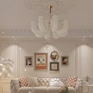 French medieval cream style living room U-shaped chandelier Nordic designer restaurant bedroom glass chandelier 1
