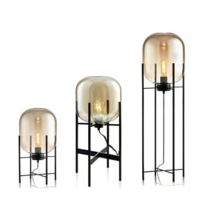Hot Sale Modern Smoky Amber Glass Tripod Floor Lamp Retro Melon Fashion Design Stand Light For Living Room Free Shipping 1