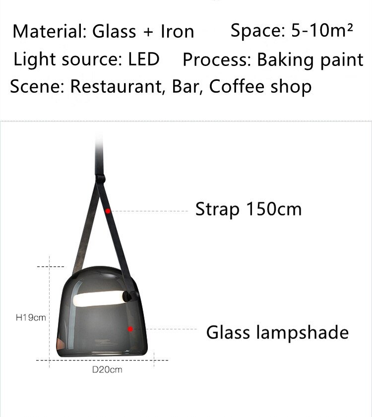 Nordic Designer Pendant Light Leather Glass Hanglamp For Dining Room Bedroom Study Bar Home Decor Loft Luminaire Suspension 5