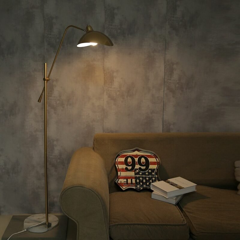 Nordic Simple Gold Floor Lamps Marble Base Standing Lamp Adjustable Length Floor Light Foyer Living Room Indoor Light Fixtures 3