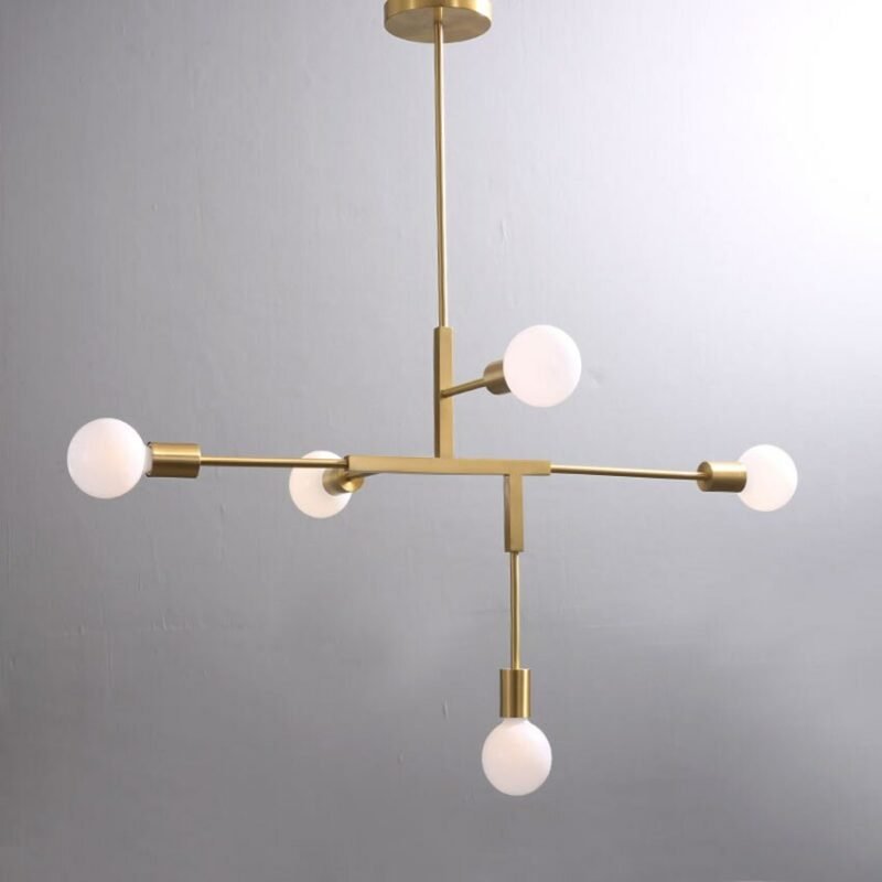Postmodern gold chandelier wrought iron lighting 5 heads Cliff Suspension creative industrial luminaires kitchen e27 chandelier 2