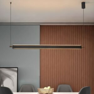 Minimalist light luxury long strip restaurant tea room chandelier designer office chandelier glowing up and down 1