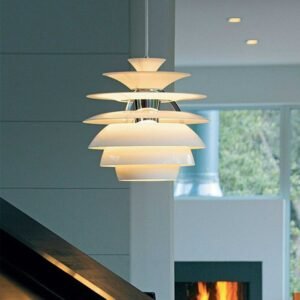 French pendant lights Designer Postmodern white Aluminum Hang lamp For Living Room Decor Loft dinning room decor light 1