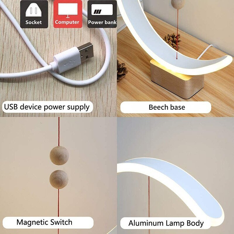 Northern Europe Magnetic Suspension Balance Table Lamp USB Powered LED Eye-Care Desk Lamp for Office Bedside Lighting Appliance 6