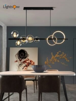 Nordic minimalist restaurant lamp creative bar magic bean glass bubble chandelier 1