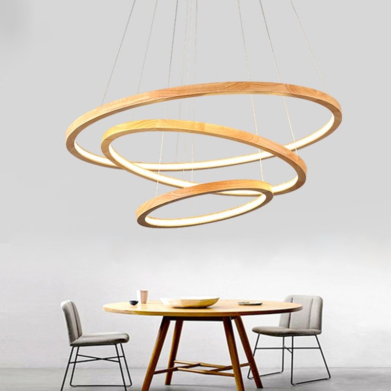 Ring Wood Led Chandeliers Modern Personality Pendant Lamps For Ceiling Villa Living Room Bedroom Dining Room Decoration Luminary 1
