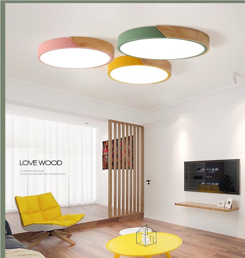 New Ultra thin  LED Ceiling Light Lamp Surface Mount lamp For For Living room  Nordic Wood Lamp For  Kid's Room Light Fixtures 5