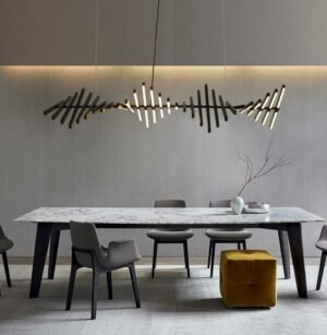 Nordic  Linear Fishbone Shape Chandelier For living room lamp Modern Strip Hanging lamp For Restaurant  Office lights  Fixtures 1