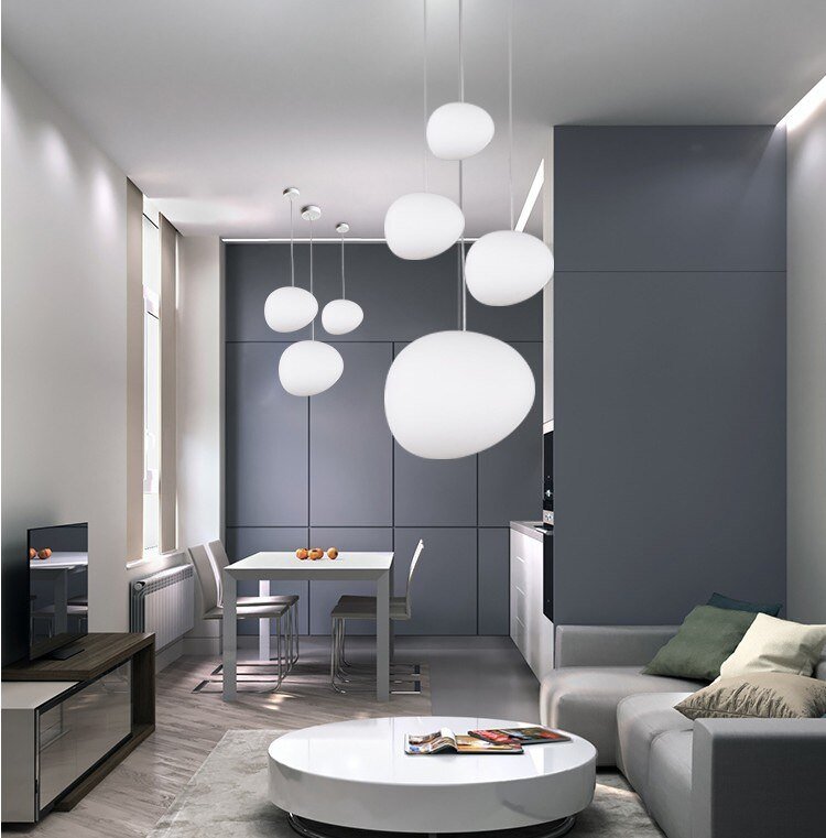 Pebble Pendant Light Nordic Designer Living Room Personalized Glass Chandelier Lighting Shopping Mall Villa Corridor Lamp 3