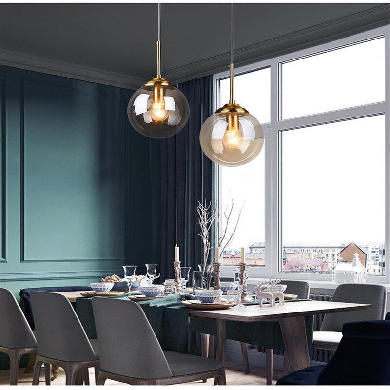 Modern Gold Hang Lamp Nordic Glass Ball Pendant Lights  Home Loft Decor Light Fixtures for Cafe Dining Room Kitchen Bedroom Lamp 6