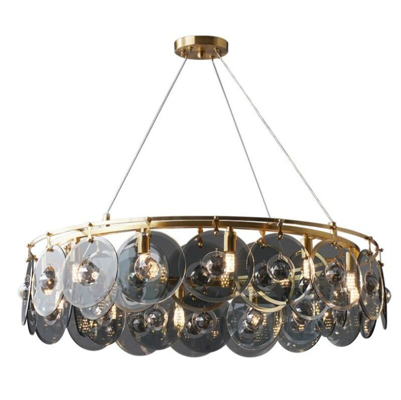 All Copper Living Room Chandelier Lightings  Circular G9 Light Source Hanging Lamp For Villa  Room Luxury Decor Indoor Light 5